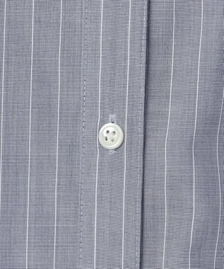 J.PRESS LADIES L ストライプ×エンブロイダリー バンドカラー ブラウス ネイビー×ホワイト系