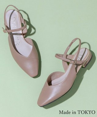 Dominic3 シープレザー Vカット バックストラップパンプス