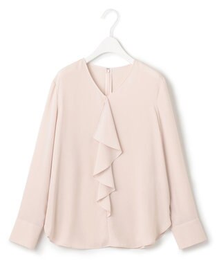 ICB 【洗える】BackSatinAmunzen フリルブラウス ピンク系