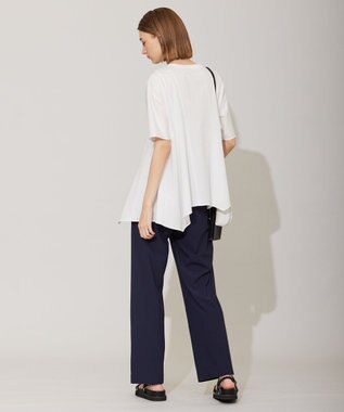 ICB 【洗える】ブラウスライクジャージー ハンカチーフヘムカットソー オフホワイト系