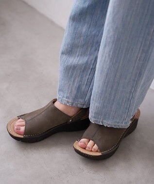 Pointer 本革 超軽量厚底サボサンダル グレー(ヌバック)