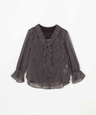 GRACE CONTINENTAL ドットラッフルブラウス ブラック