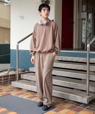 WEGO 【ユニセックス着用ITEM/ウエストゴム/MLサイズ展開】バルーン3Dスウェットパンツ ブラウン