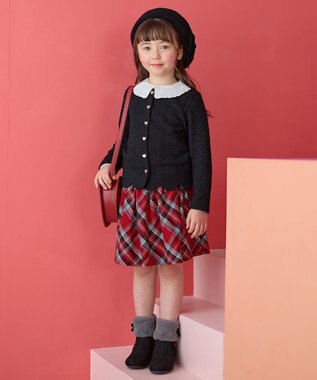 ANY KIDS チェック柄 スカパン レッド系