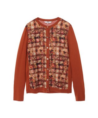 DAKS リバティプリント コンビカーディガン オレンジ