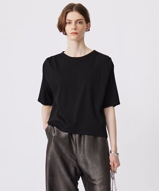 ICB 【接触冷感・UVケア・洗える】 ハイツイストスムース デザインカットソー ブラック系