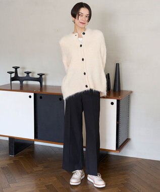 UNFILO 【洗える】アルパカシャギー カーディガン エクリュ