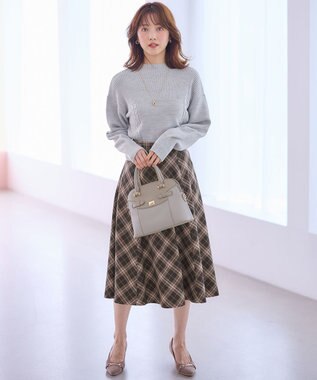 ANY SIS 【洗える】スフレボトルネック ニット ライトグレー