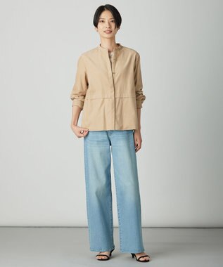 J.PRESS LADIES 【洗える】BASIC STRETCH DENIM ワイド ストレート デニム ブリーチ系