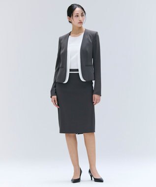 BEIGE， 【洗える・VERY NaVY 11月号掲載】CINDY / ダブルカラージャケット C.Gray x White