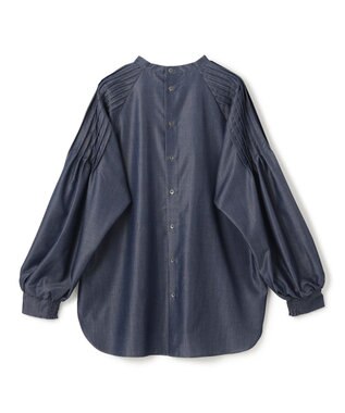 UNFILO シャンブレーデニム ショルダータックブラウス インディゴ