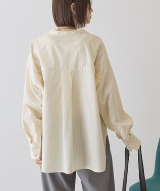 AMERICAN HOLIC 【イージーケア】ストライプVネックシャツ Yellow