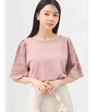 earth music&ecology フレア袖レースプルオーバー