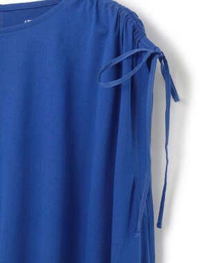 J.PRESS YORK STREET 【WOMEN】【SMOOTH JERSEY】ショルダー シャーリング ワンピース ブルー系