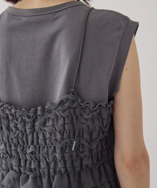 AMERICAN HOLIC 【2点セット】チュールキャミ+ノースリーブT Charcoal Gray