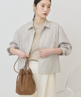 AMERICAN HOLIC ミニチェックショート丈シャツ Ivory