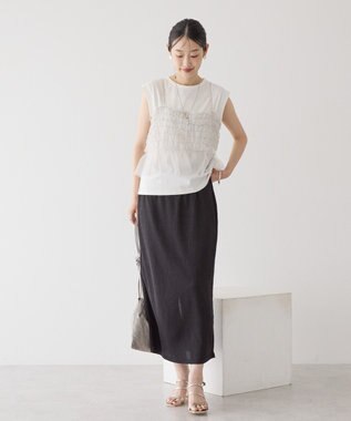 AMERICAN HOLIC 【2点セット】チュールキャミ+ノースリーブT Ivory