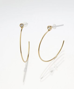 Phoebe 【金属アレルギー対応】スリムフープビジューセラミックピアス ゴールド