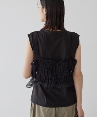 AMERICAN HOLIC 【2点セット】チュールキャミ+ノースリーブT Black