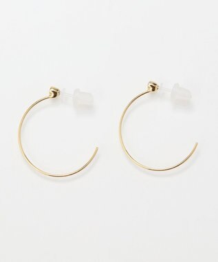 Phoebe 【金属アレルギー対応】スリムフープビジューセラミックピアス ゴールド