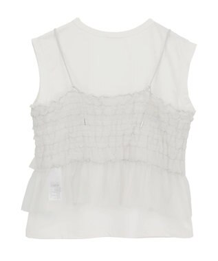 AMERICAN HOLIC 【2点セット】チュールキャミ+ノースリーブT Ivory