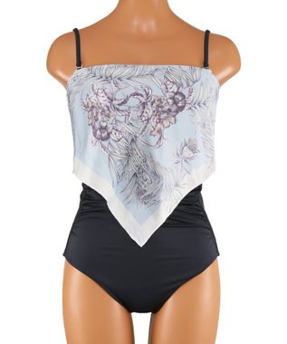 San-ai Resort（三愛水着楽園） 【ナチュラルシェイプスイム　ライト】　スカーフ風ノンワイヤービキニ　9M・11L　【San-ai Resort（サンアイリゾート）】 ブルー×グレー