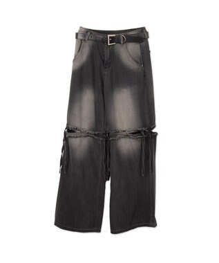 WEGO スリットダメージルーズデニム ブラック