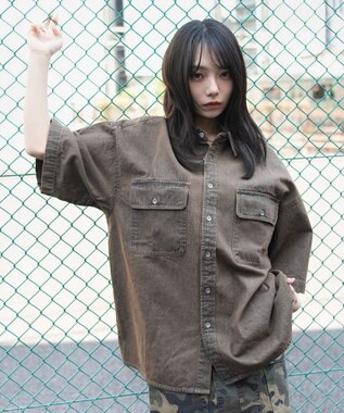 WEGO 【ユニセックス着用ITEM/MLサイズ展開】カラーデニムシャツ（SS）