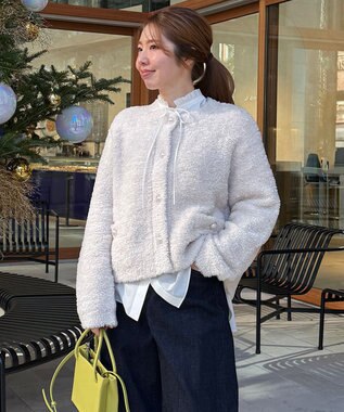 UNFILO L 【STORY×UNFILO】シャギーニット カーディガン グレージュ