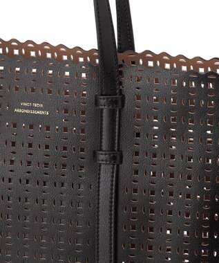 23区 フェイクレザー カットアウト トートバッグ ブラック系