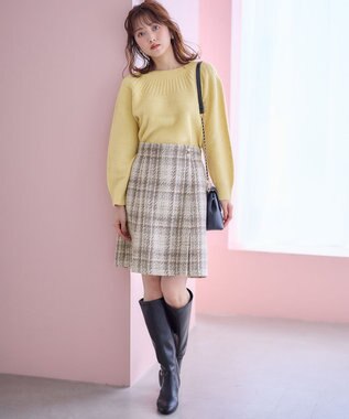 ANY SIS L 【洗える】ソフトタッチ求心 ニット ハニーイエロー