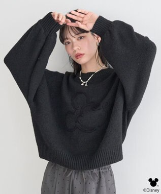 earth music&ecology 【予約】Disney/ミッキーコード刺繍ニットプルオーバー ブラック
