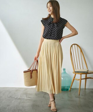 組曲 【WEB限定】ギャザーライトデシン タックスカート カスタード系