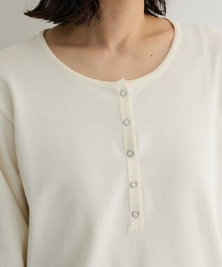 Green Parks ヘンリーネックレイヤードニットプルオーバー White