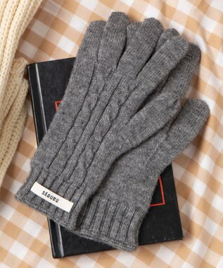  ケーブル編みグローブ