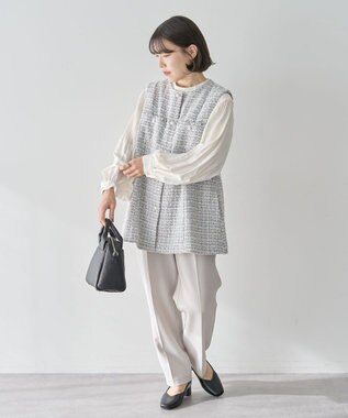 Green Parks Ｏ．ツィードペプラムベスト Gray