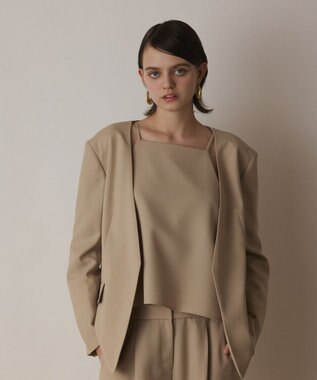 GRACE CONTINENTAL バックシャンノーカラージャケット ベージュ