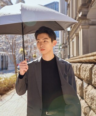 AURORA 【WEB限定】 ストライプ晴雨兼用傘（折りたたみ傘） サックス