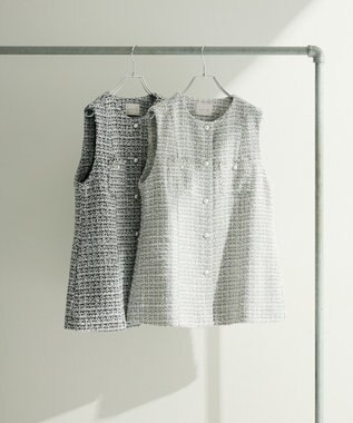 Green Parks Ｏ．ツィードペプラムベスト Black