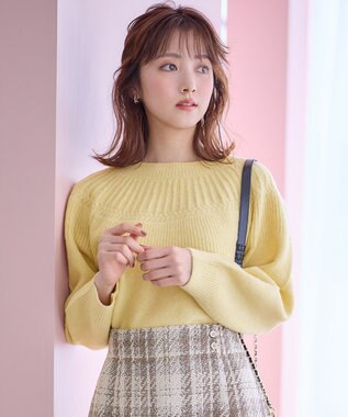 ANY SIS 【洗える】ソフトタッチ求心 ニット ハニーイエロー