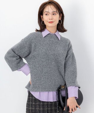 組曲 S 【加藤ローサさん着用】コットンタッチシャーティングボウタイ付き シャツ パープル系1