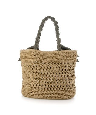 UNBILLION カシュカシュ cachecache / 下がりリボン柄編みトート カゴバッグ GY