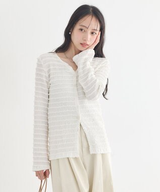 earth music&ecology 【予約】シャーリングカットカーディガン アイボリー