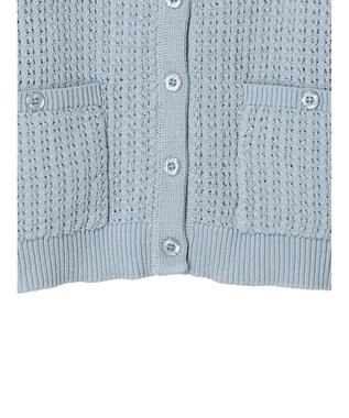 earth music&ecology 透かし柄ポケットカーディガン Sax