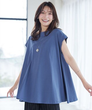 Tiaclasse 【新色追加】フレンチスリーブフレアカットソー ブルー