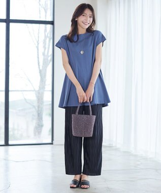 Tiaclasse 【新色追加】フレンチスリーブフレアカットソー ブルー