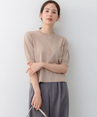 組曲 【先行予約】シアー ニット５分袖 プルオーバー ベージュ系