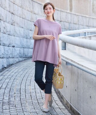 Tiaclasse 【新色追加】フレンチスリーブフレアカットソー ダスティーピンク