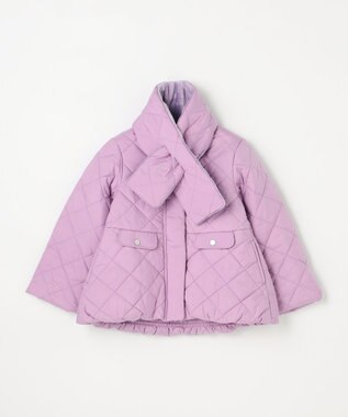 組曲 KIDS 【110-140㎝】マフラー付き中綿キルト アウター ラベンダー