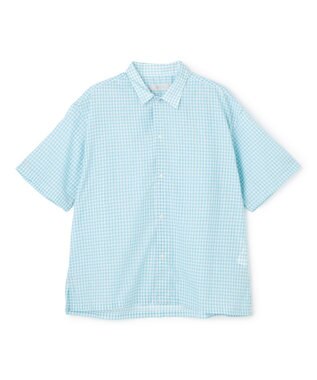 UNFILO MENS イージーケア エアリーシアーシャツ 半袖 サックスチェック